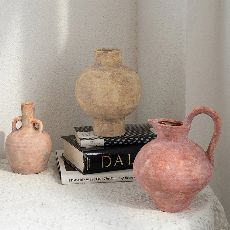 Wabi-sabi style retro vase ornament, creative ceramic, new Chinese style handheld pottery jar, suitable for living room flower arrangement, niche homestay decoration. - Image 4