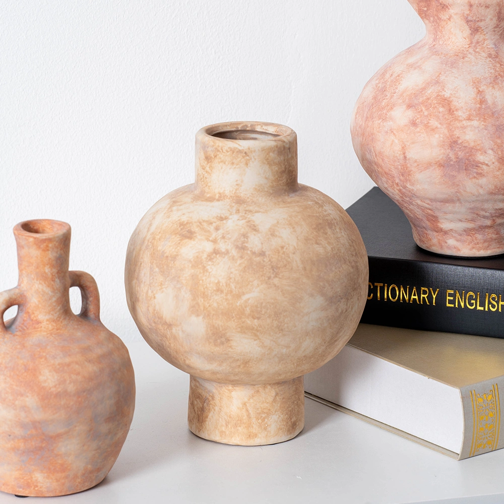 Wabi-sabi style retro vase ornament, creative ceramic, new Chinese style handheld pottery jar, suitable for living room flower arrangement, niche homestay decoration. - Image 3