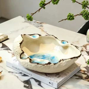 Simple and creative crackle glaze irregular ceramic fruit plate art high-end living room coffee table desktop decoration storage plate