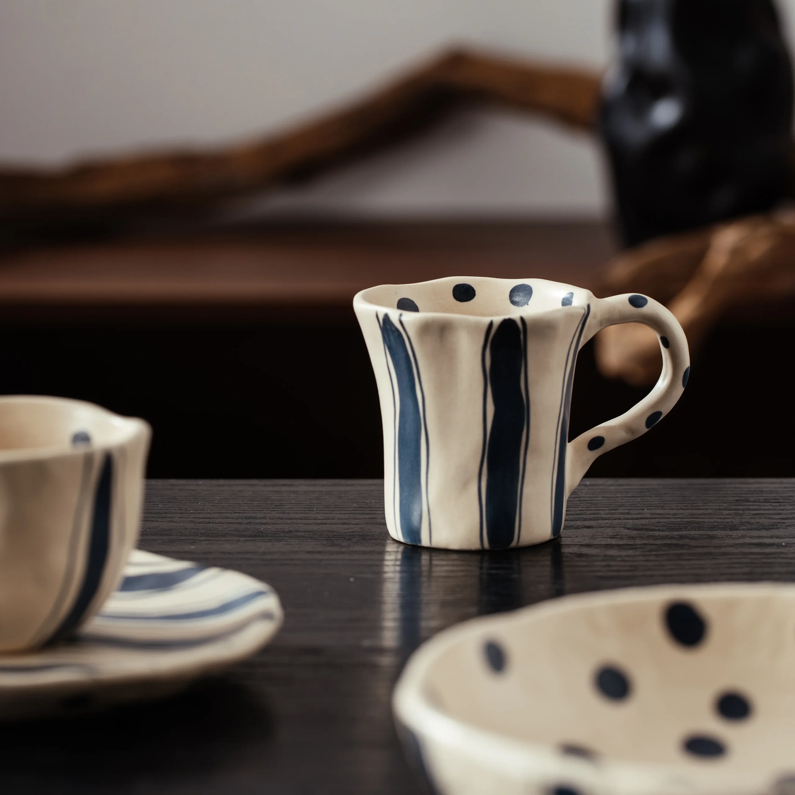 Embossed Floral Gold Handle Ceramic Tableware Collection - Image 8