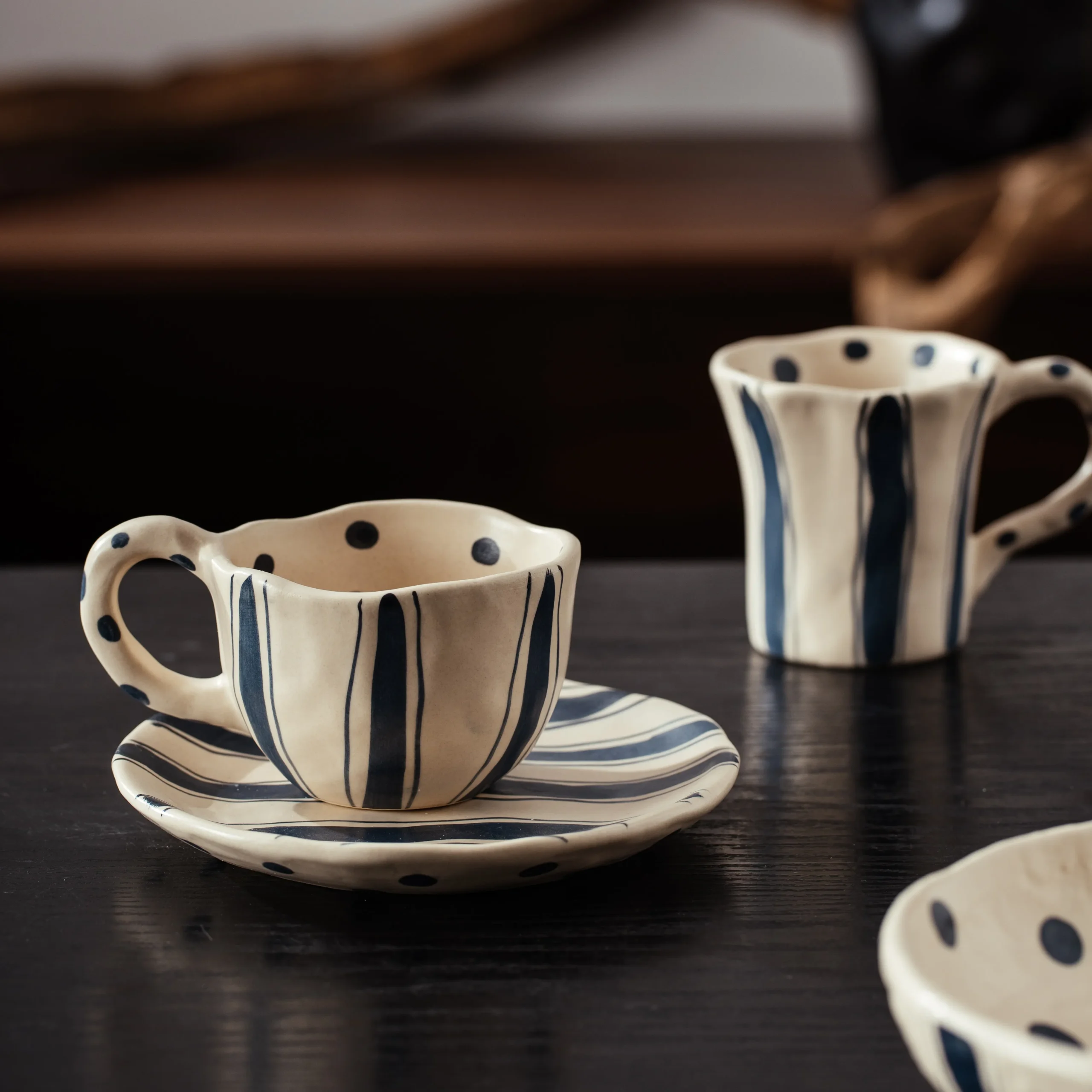 Embossed Floral Gold Handle Ceramic Tableware Collection - Image 7