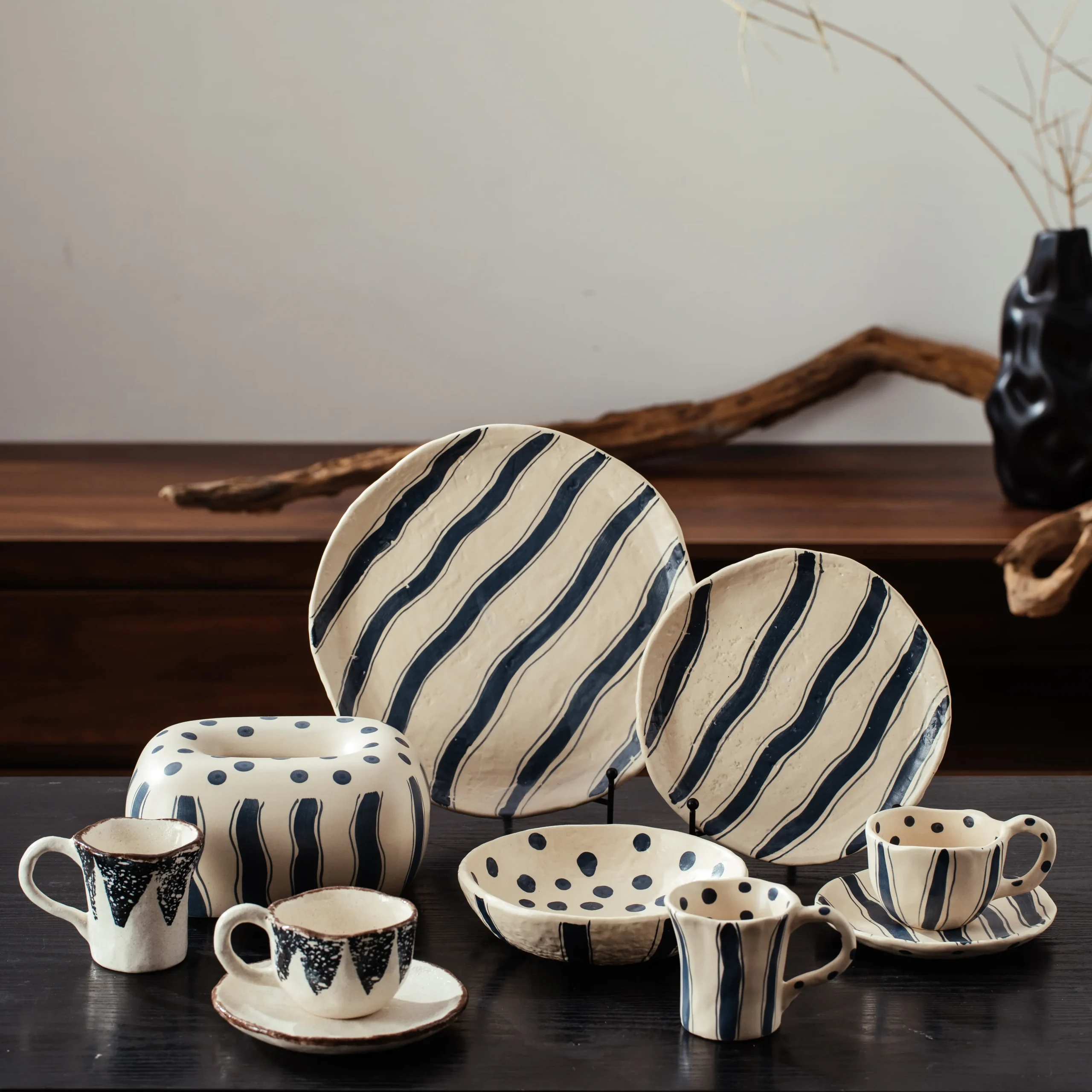 Embossed Floral Gold Handle Ceramic Tableware Collection - Image 5