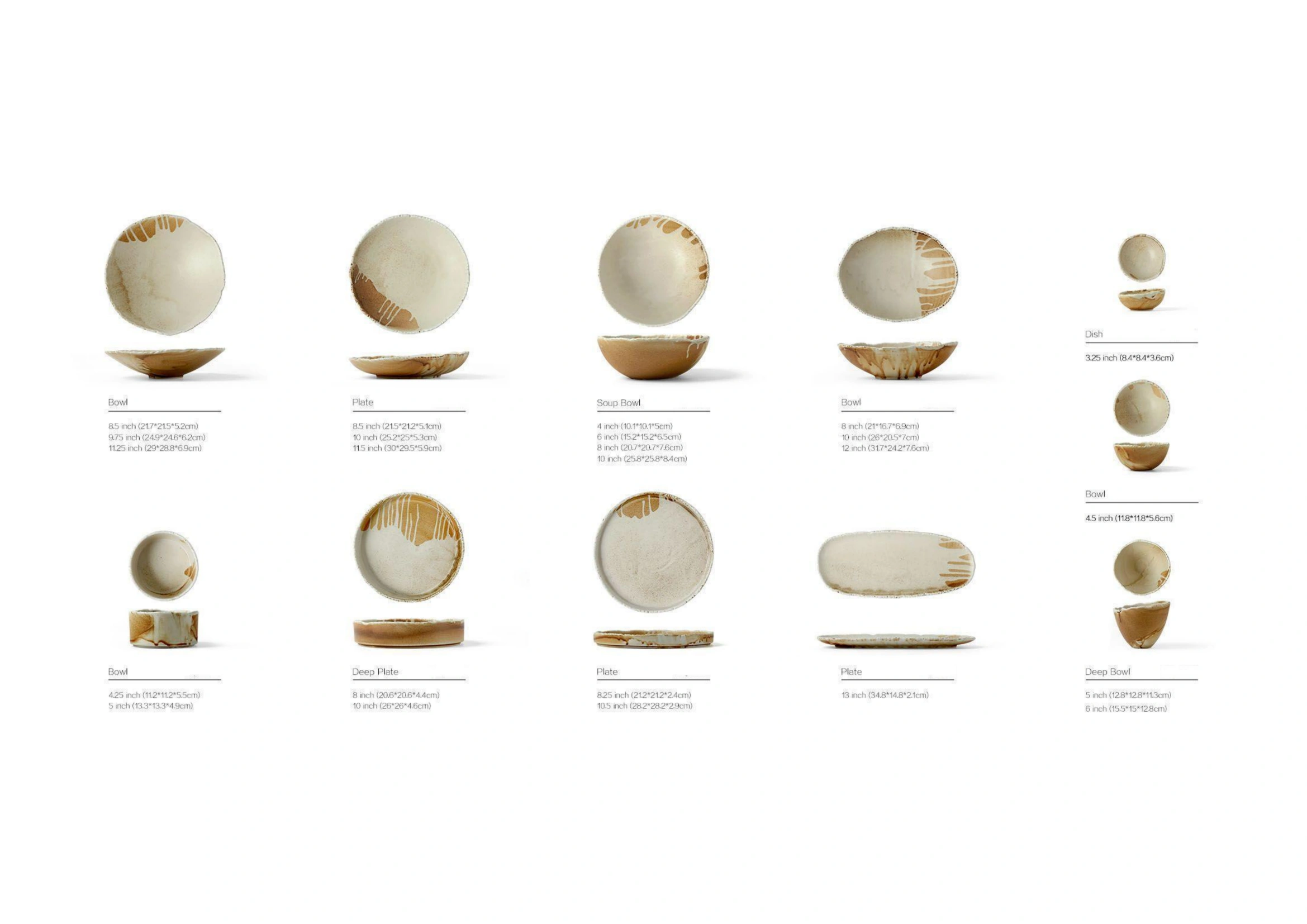 Handmade Rustic Earth-Tone Swirl Ceramic Tableware Set - Image 2