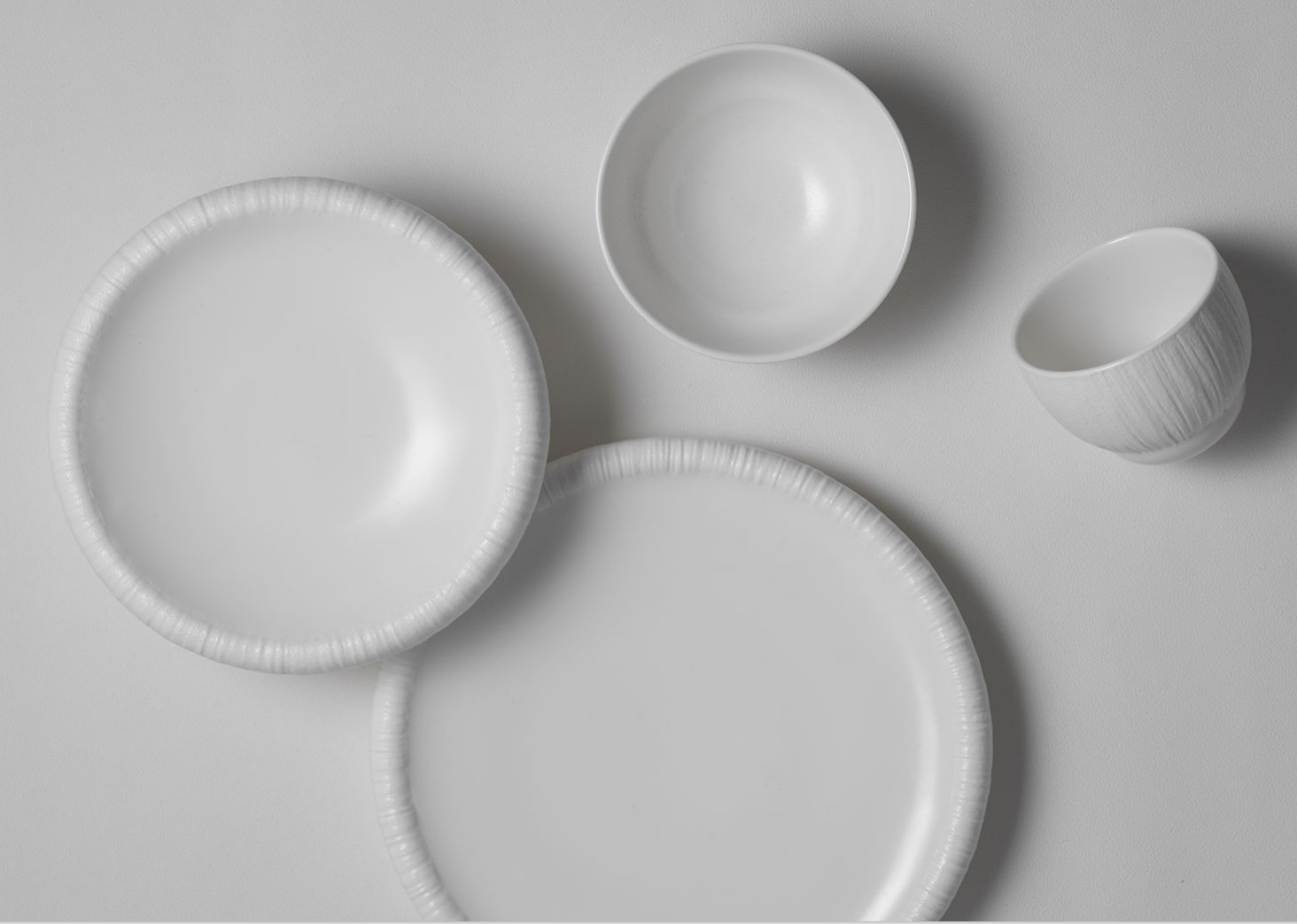 Minimalist Textured White Ceramic Tableware Set