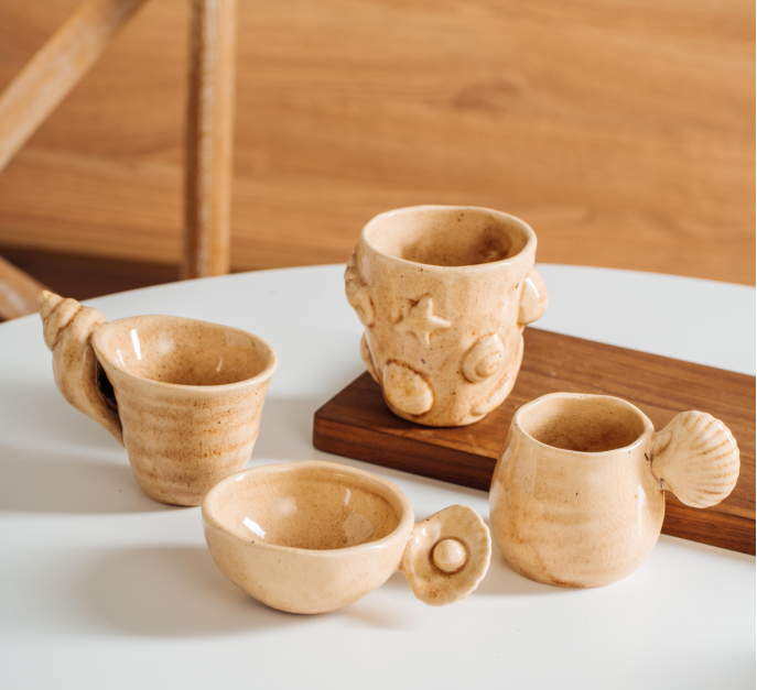 Coastal Ocean Shell Embossed Ceramic Tableware Set
