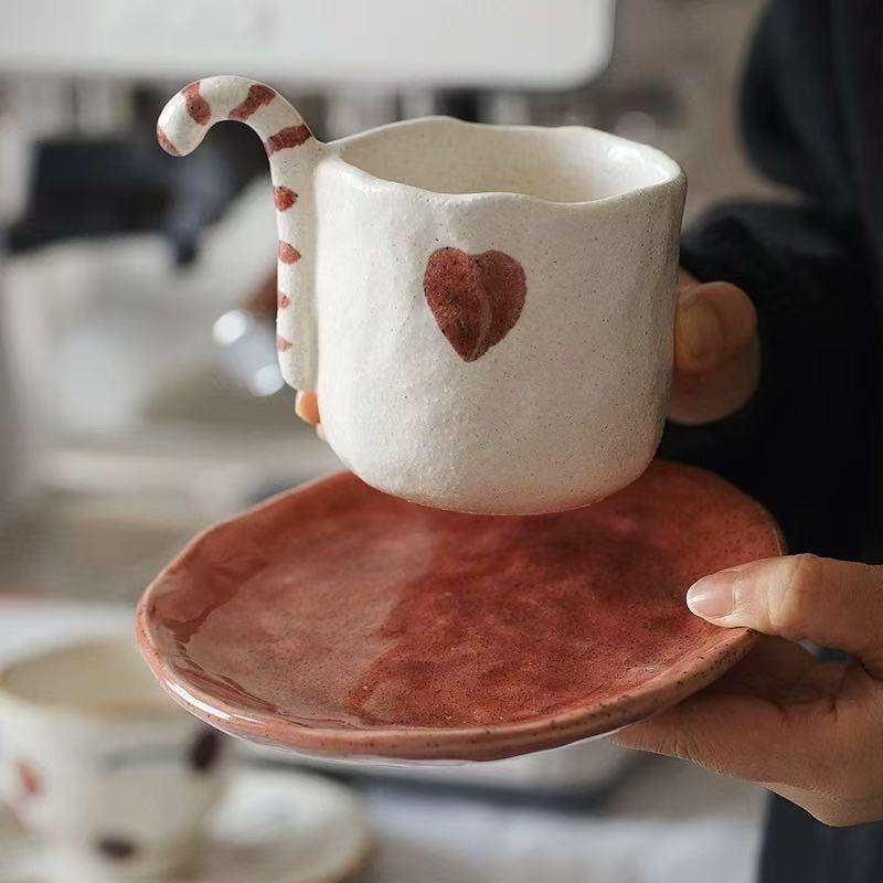 Handmade Rustic Cherry Print Ceramic Tableware Set - Image 5
