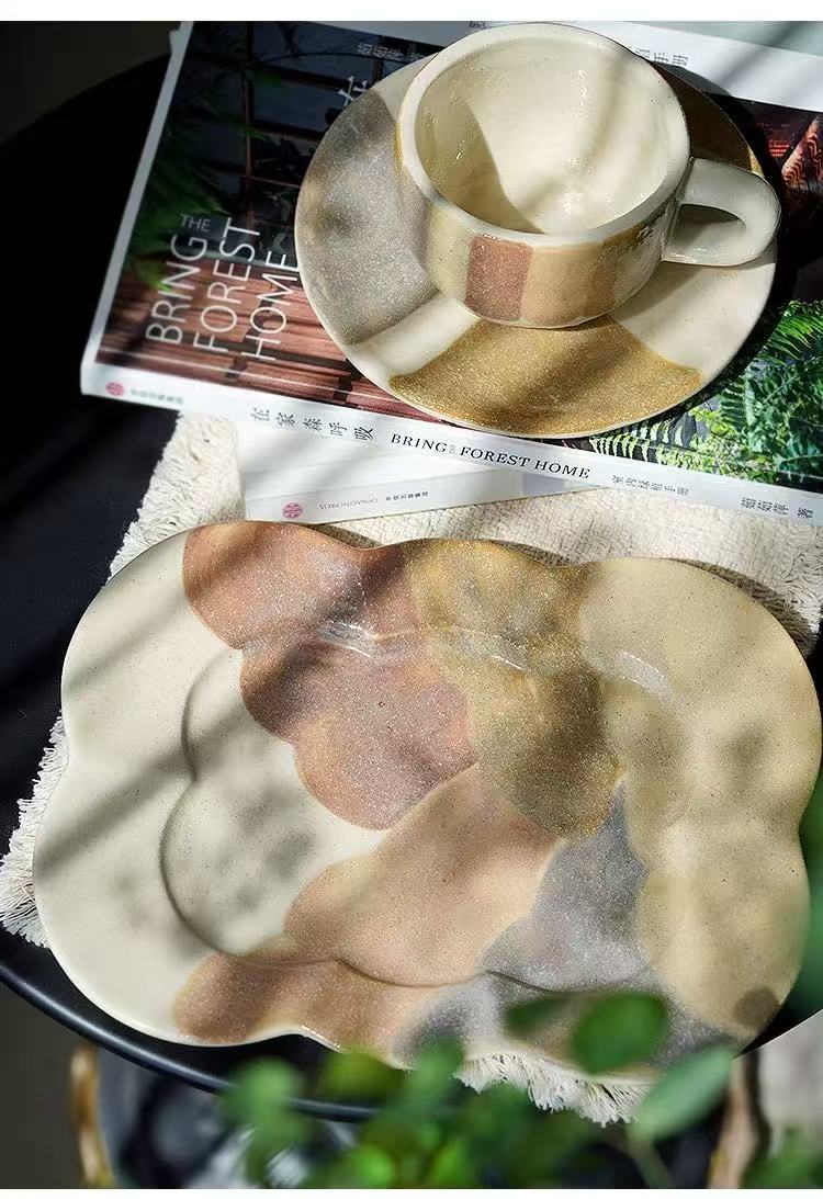 Earth Tone Color Block Kiln Glaze Handmade Ceramic Tableware Collection - Image 3