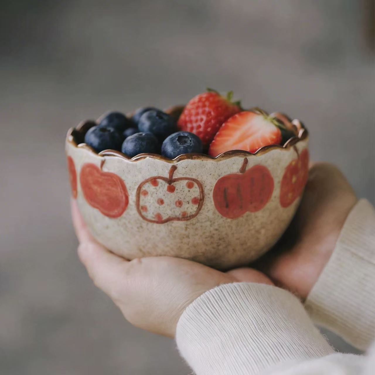 Red Apple Hand-Painted Speckled Clay Tableware Collection - Image 6
