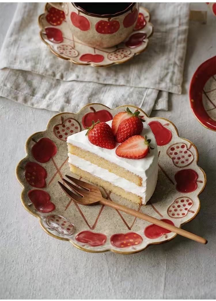 Red Apple Hand-Painted Speckled Clay Tableware Collection - Image 5