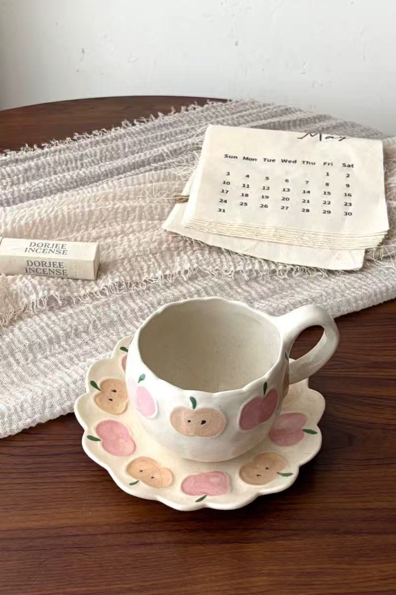 Red Apple Hand-Painted Speckled Clay Tableware Collection - Image 3