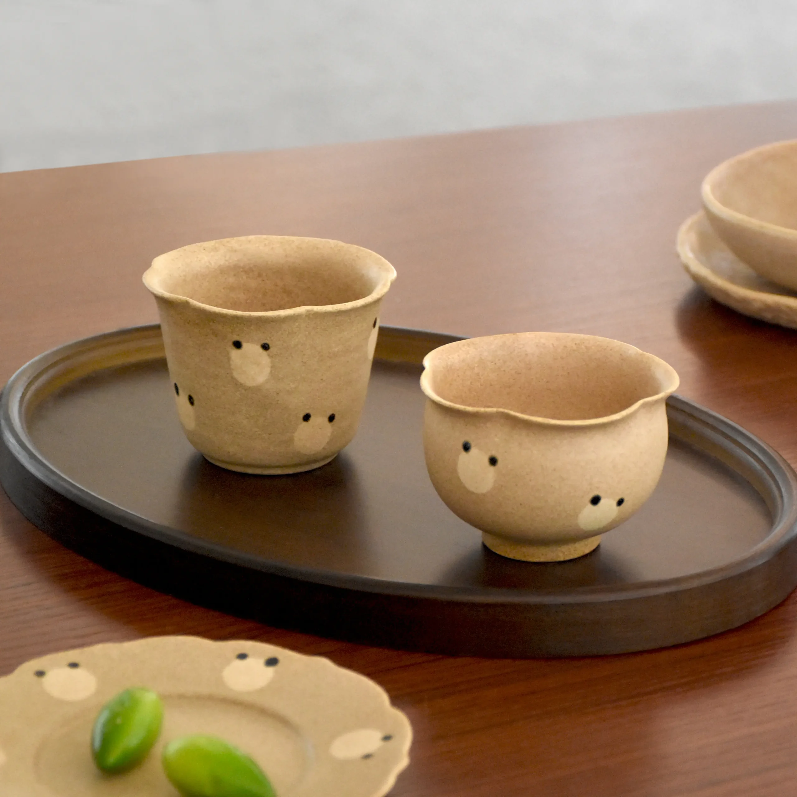 Handmade Rough Clay Bear Print Coffee Cup & Saucer Set - Image 2
