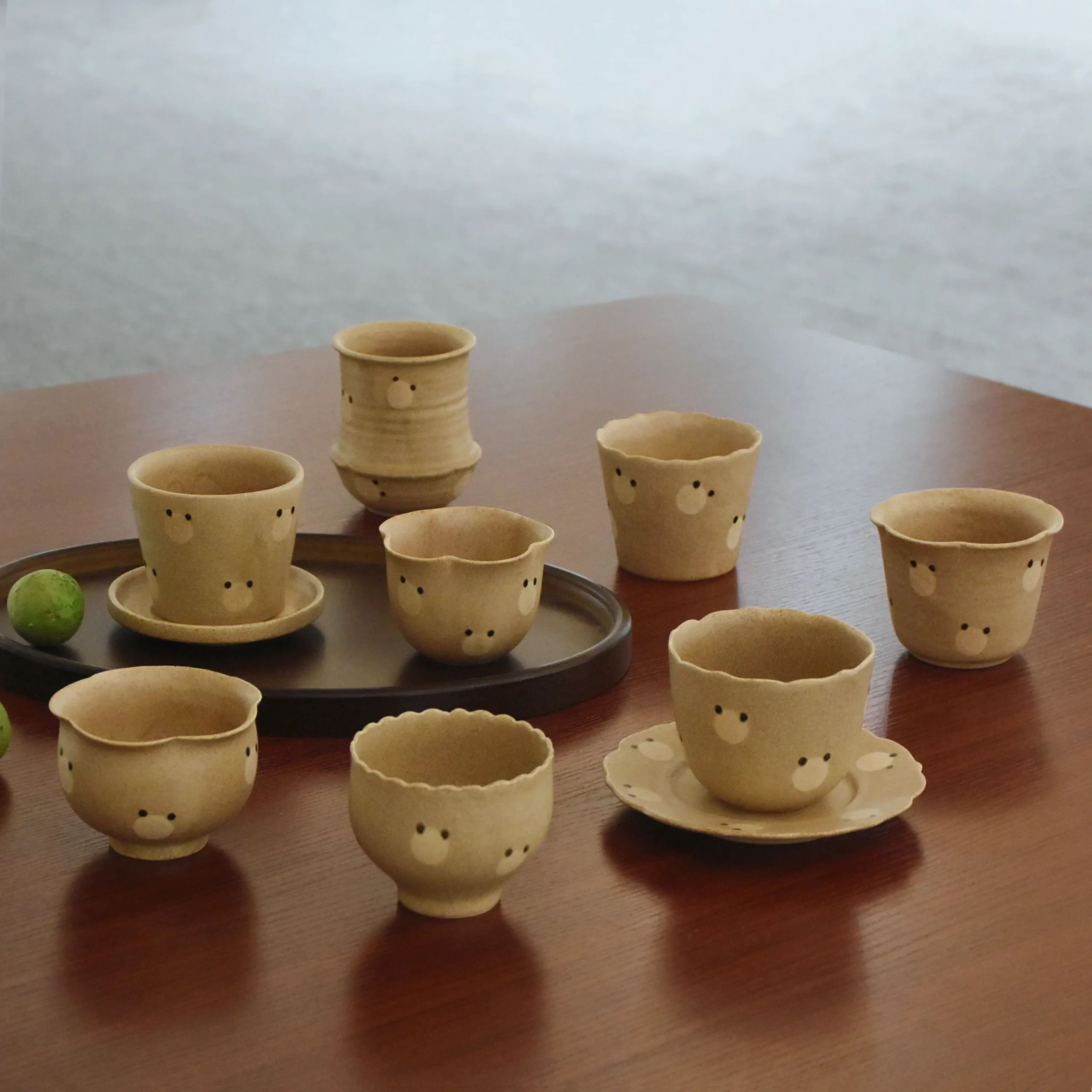 Handmade Rough Clay Bear Print Coffee Cup & Saucer Set - Image 5