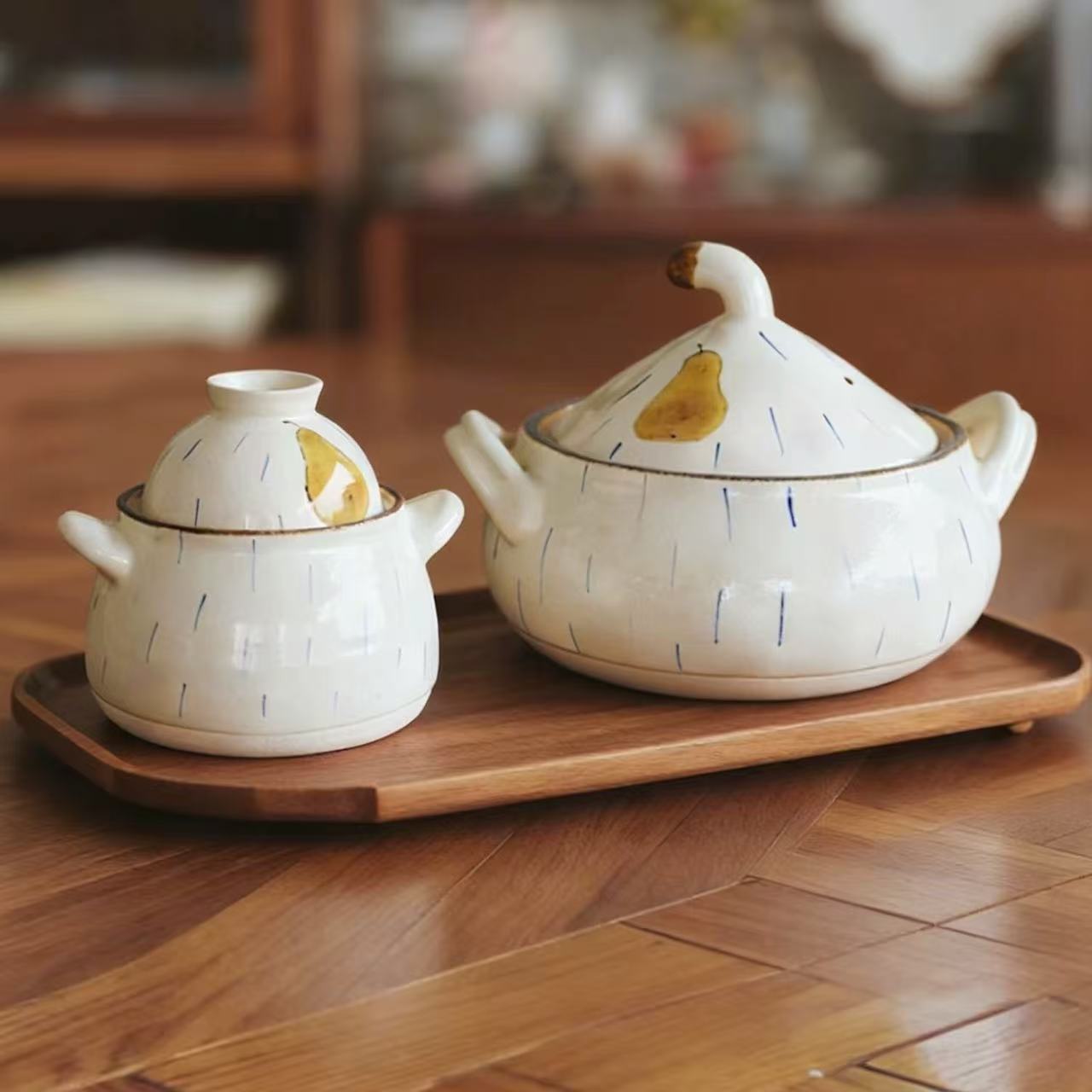 Hand-Drawn Ceramic Casserole Pot Set - Image 4