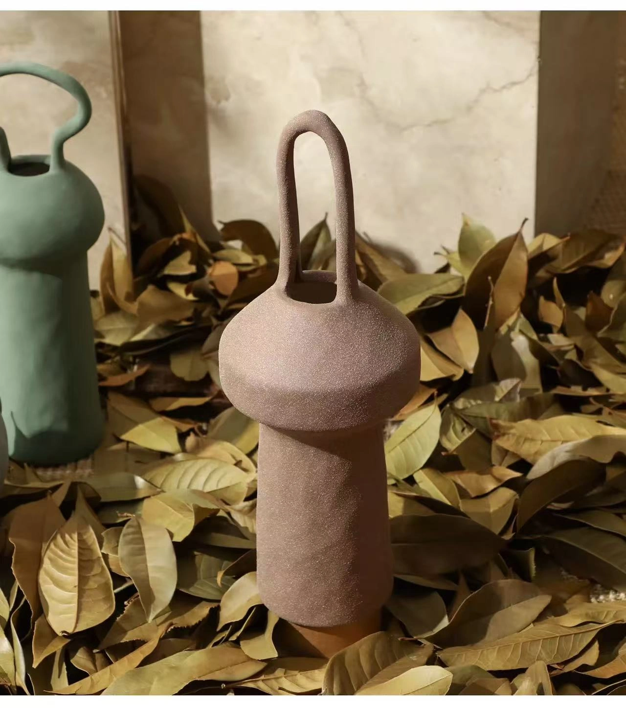 Modern Wabi-sabi style creative Morandi-colored ceramic vase, frosted finish, suitable for living room desktops, showrooms, and homestays. - Image 2