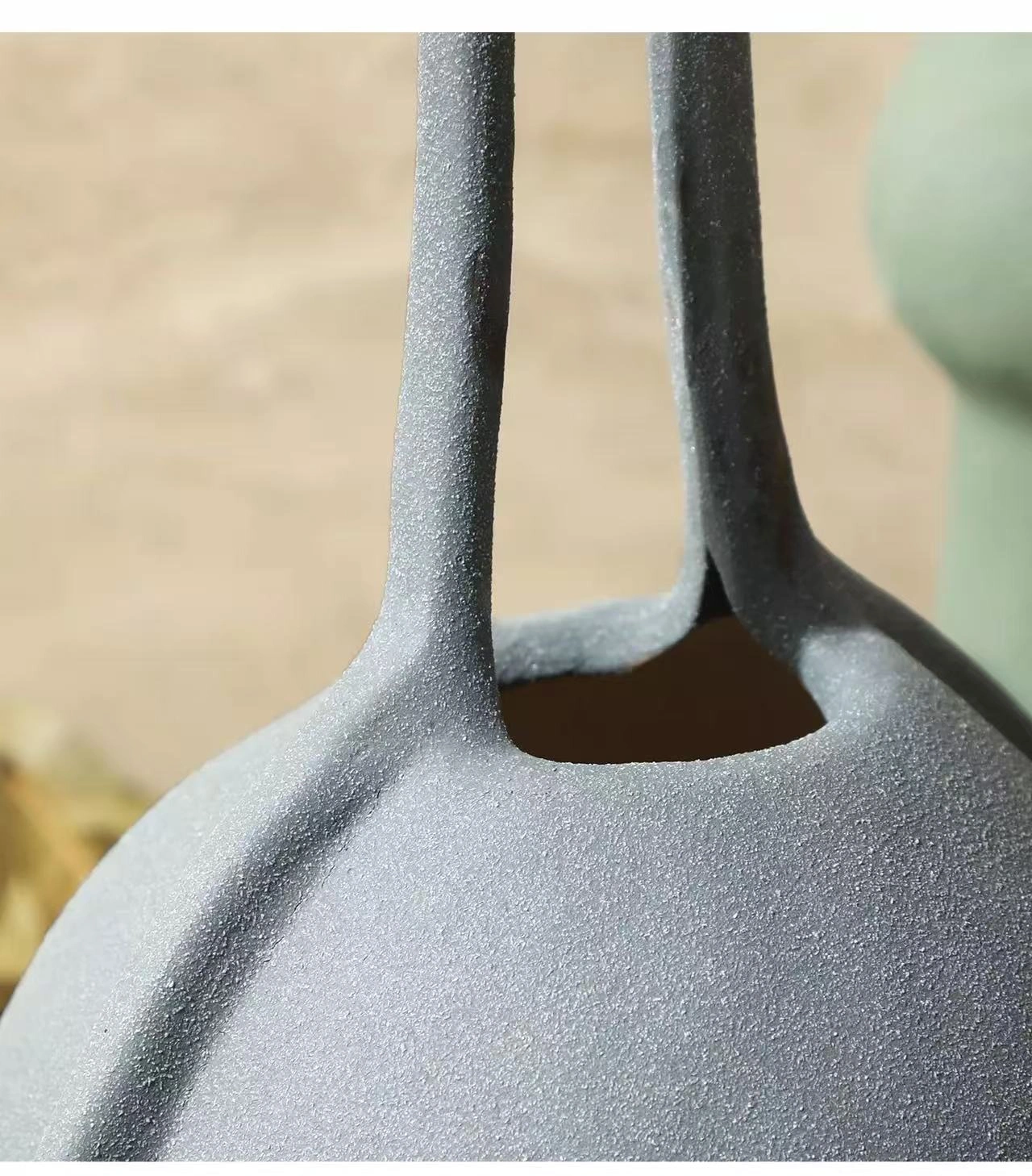 Modern Wabi-sabi style creative Morandi-colored ceramic vase, frosted finish, suitable for living room desktops, showrooms, and homestays. - Image 3