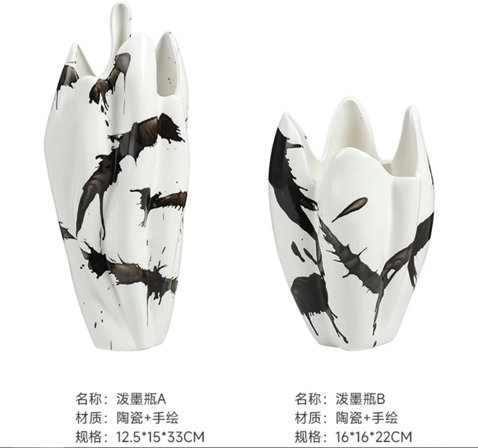 New Chinese style modern hand-painted ink painting ceramic vase, suitable for sales offices, living rooms, dining tables, flower arrangements, and designer decorative items. - Image 4